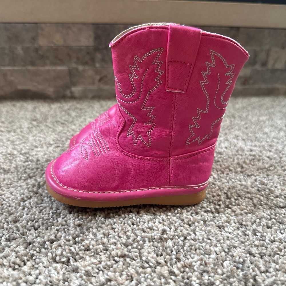 Baby Girl Size 3 Soft Pink Western Boot - Stylish Side Zip Cowboy Boot EUC